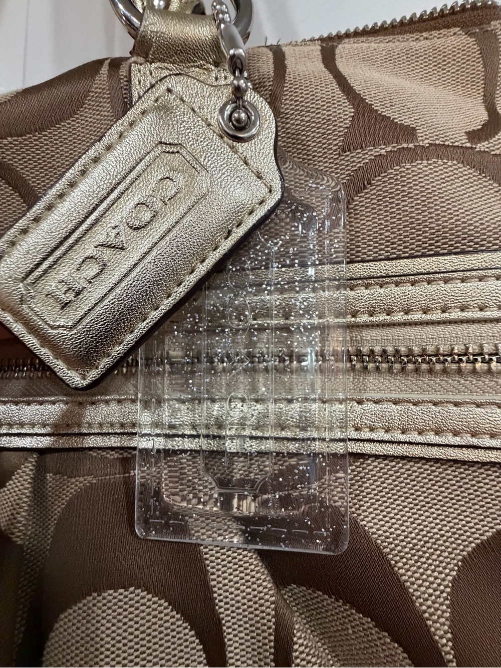 Coach Poppy Brown Signature Shoulder Tote with Gold Trim - Picture 5 of 14